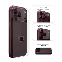 Kit Traseira + Área da Câmera + Película de Câmera iPhone 18 Pro Max Bordô