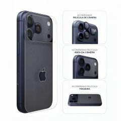 Kit Traseira + Área da Câmera + Película de Câmera iPhone 17 Pro Azul