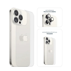 Kit Película de Câmera + Traseira iPhone 15 Pro Max Branco
