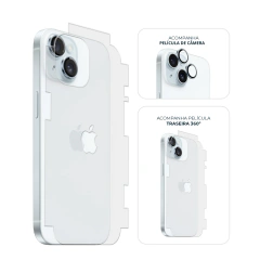 Kit Película de Câmera + Traseira 360° iPhone 15 Plus Azul