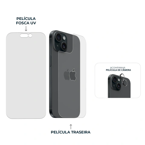 Combo Envelopamento Preto iPhone 15 - Phone Store Shop