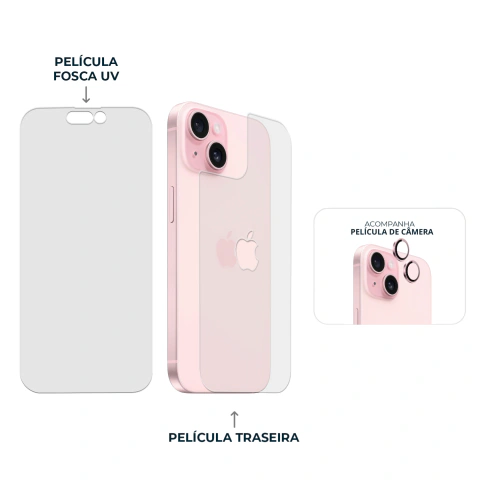 Combo Envelopamento Rosa iPhone 15 - Phone Store Shop