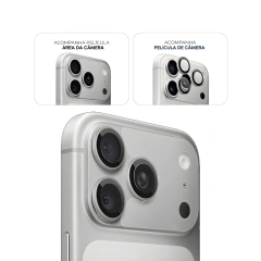 Kit Película de Câmera + Área da Câmera iPhone 17 Pro Max Prateado