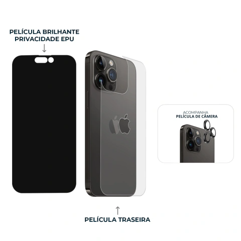 Imagem do Combo Envelopamento Preto iPhone 14 Pro Max