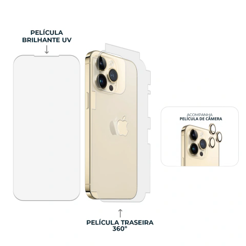 Combo Envelopamento Dourado iPhone 14 Pro na internet