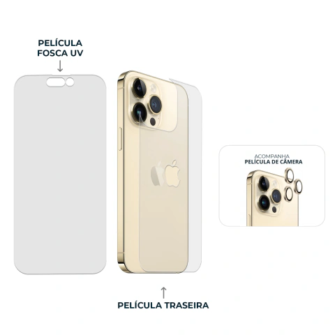 Combo Envelopamento Dourado iPhone 14 Pro Max - Phone Store Shop