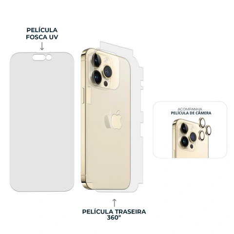 Combo Envelopamento Dourado iPhone 14 Pro - loja online