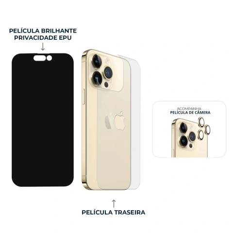 Imagem do Combo Envelopamento Dourado iPhone 14 Pro Max