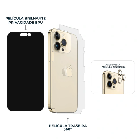 Combo Envelopamento Dourado iPhone 14 Pro Max