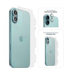 Kit Película de Câmera + Traseira 360° iPhone 16 Verde
