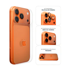 Kit Traseira + Área da Câmera + Lentes iPhone 17 Pro Max Laranja