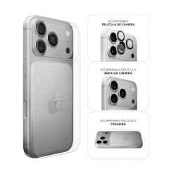 Kit Traseira + Área da Câmera + Lentes iPhone 17 Pro Max Prateado