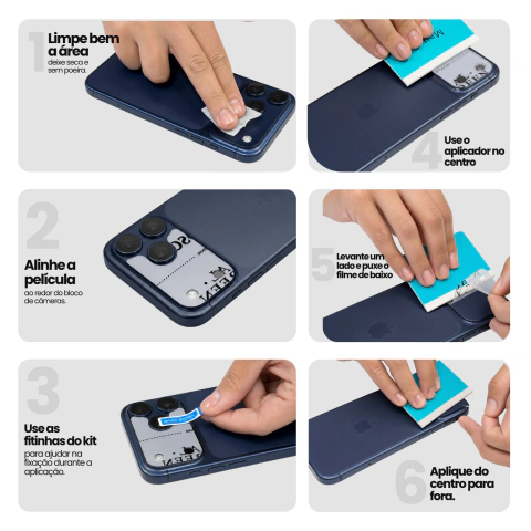 Kit Película de Câmera + Área da Câmera iPhone 17 Pro Azul - comprar online