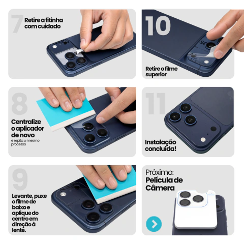 Kit Película de Câmera + Área da Câmera iPhone 17 Pro Azul na internet