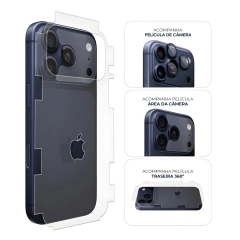 Kit Traseira 360° + Área da Câmera + Lentes iPhone 17 Pro Azul