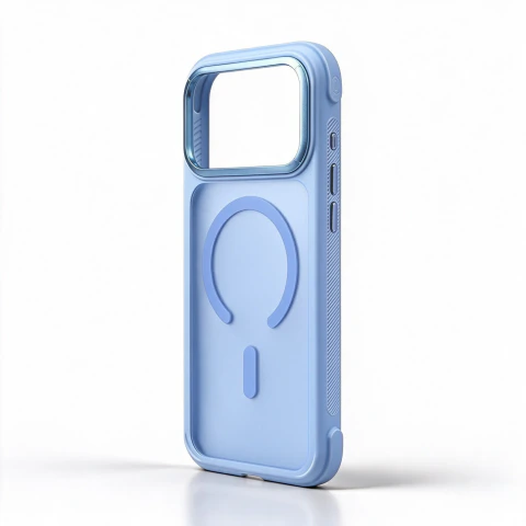Case AeroArmor Pro Light Blue, angulo mostrando os cantos elevados