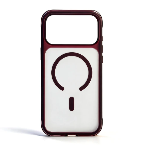 Case AeroShield Pro Dark Cherry de frente, traseira fosca translucida