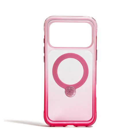 Case AeroShield Aurora Rosa de frente, com o anel fechado rente a traseira