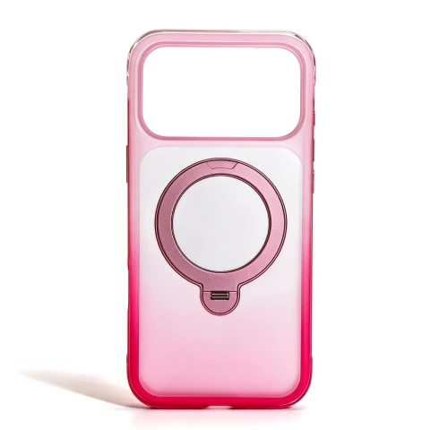 Traseira da Case AeroShield Aurora Rosa com o anel MagSafe fechado
