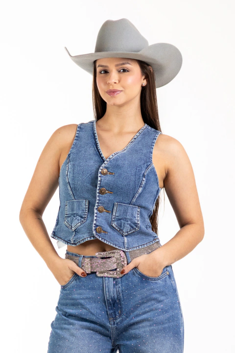 Colete Jeans Stoned Regata Básico Denim Ref. TR06