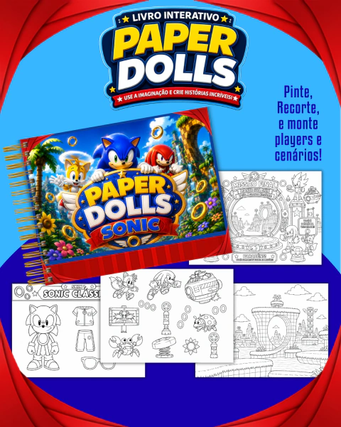 Sonic - Paper Dolls para Colorir