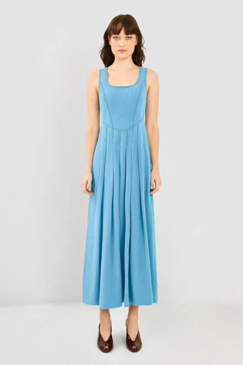 VESTIDO LONGO PESPONTADO IZAR - comprar online
