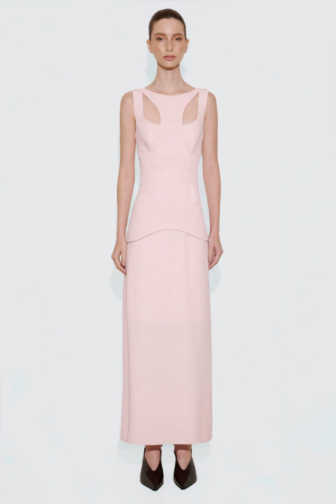VESTIDO LONGO DECOTE SOBREPOSIÇÃO SAMANTA