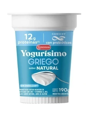 YOGUR GRIEGO NATURAL SIN AZUCAR YOGURISIMO X 190 GR