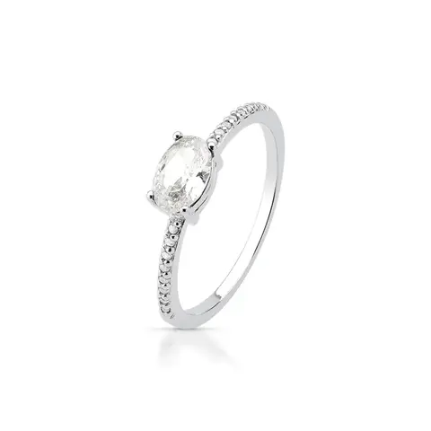 Anel pedra oval cristal cravejado - 0050