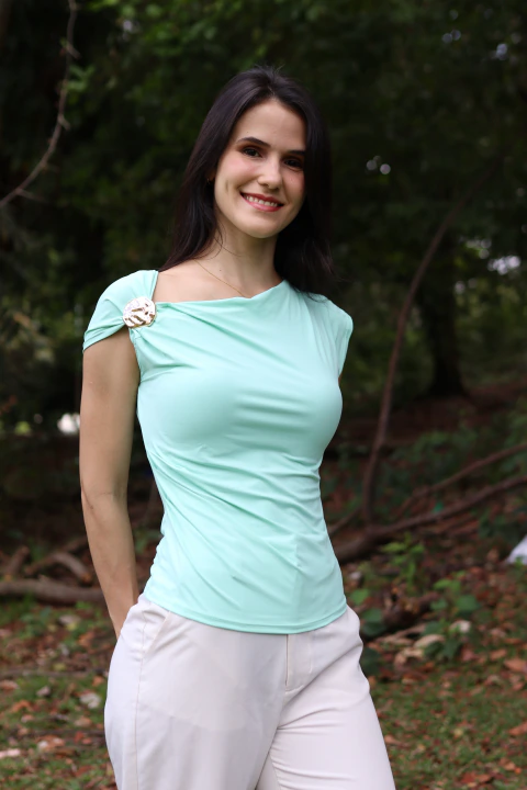 Blusa manga drapeada