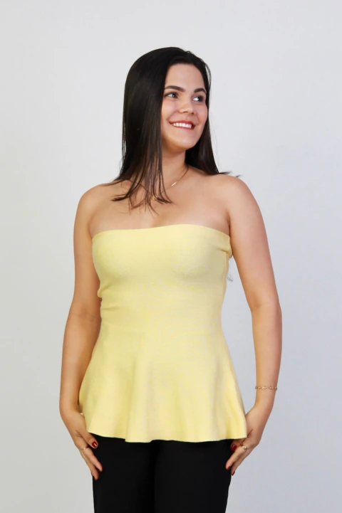 Blusa Peplum amarelo manteiga
