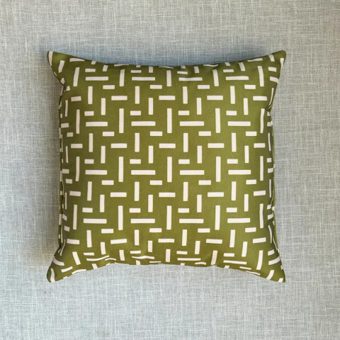 Almohadón de gabardina estampada - oliva y crema - comprar online