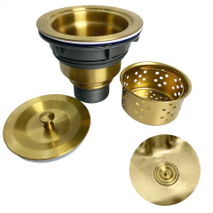 Válvula Higiênica com Cesto Dourado Escovado 4 1/2 Inox