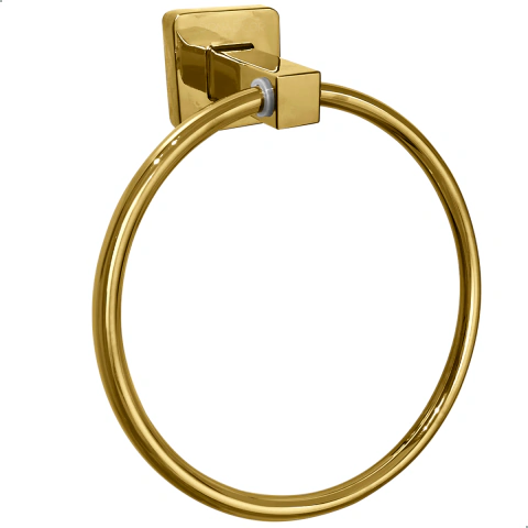 Porta Toalha Argola Dourado Quadrado Metal