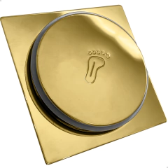 Ralo Click 10x10cm Dourado Quadrado em Inox - comprar online