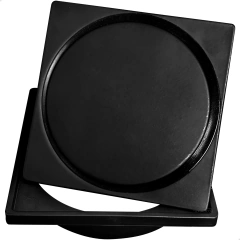 Kit Porta Grelha Preto Plástico E Ralo Click 10x10cm Quadrado Inox