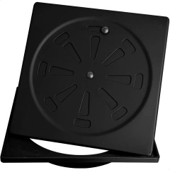 Kit Porta Grelha Preto Plástico E Ralo Abre e Fecha 15x15cm Quadrado Inox