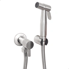 Ducha Higiênica Inox 304 Escovada - Registro e Suporte Separados