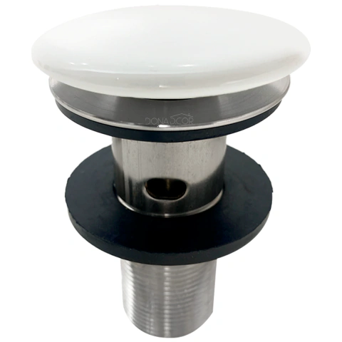 Válvula Click Com Ladrão 7/8" Cerâmica Branca Corpo Inox Para Pia Banheiro