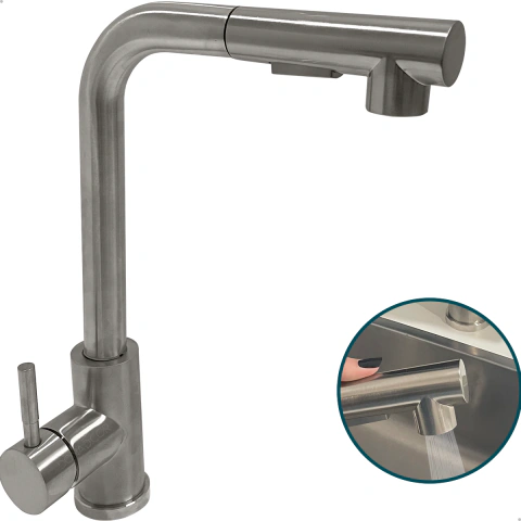 Torneira 90° Escovada Monocomando Inox 304