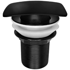 Válvula Click 1 1/4" Preto Fosco Inox Quadrada Para Pia Banheiro