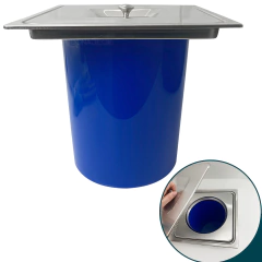Lixeira de Embutir 5L Escovada Quadrada em Aço Inox para Bancada