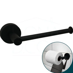 Porta Papel Higiênico Preto Redondo Aço Inox 304