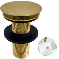 Válvula Click 7/8" Dourada Escovada Inox Para Pia De banheiro