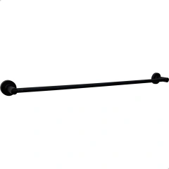 Porta Toalha Barra 60cm Preto Redondo Metal