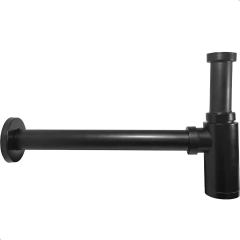 Sifão Copo Preto Universal Aço Inox Quadrado