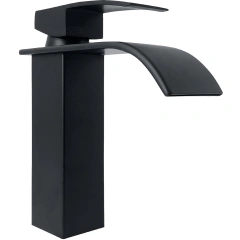 Torneira Cascata Preta Quadrada Inox 304 Bica Baixa