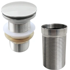 Kit Prolongador e Valvula 1 1/4 Inox Brilhoso Cuba De Apoio Sobrepor