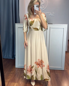Vestido Primavera Decote Quadrado