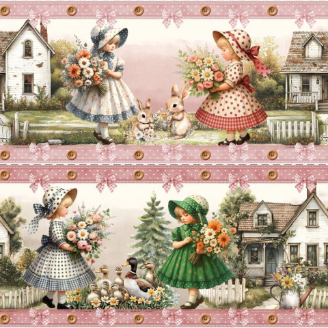 Tricoline Meninas do Campo 100% Algodão 55x150cm - comprar online
